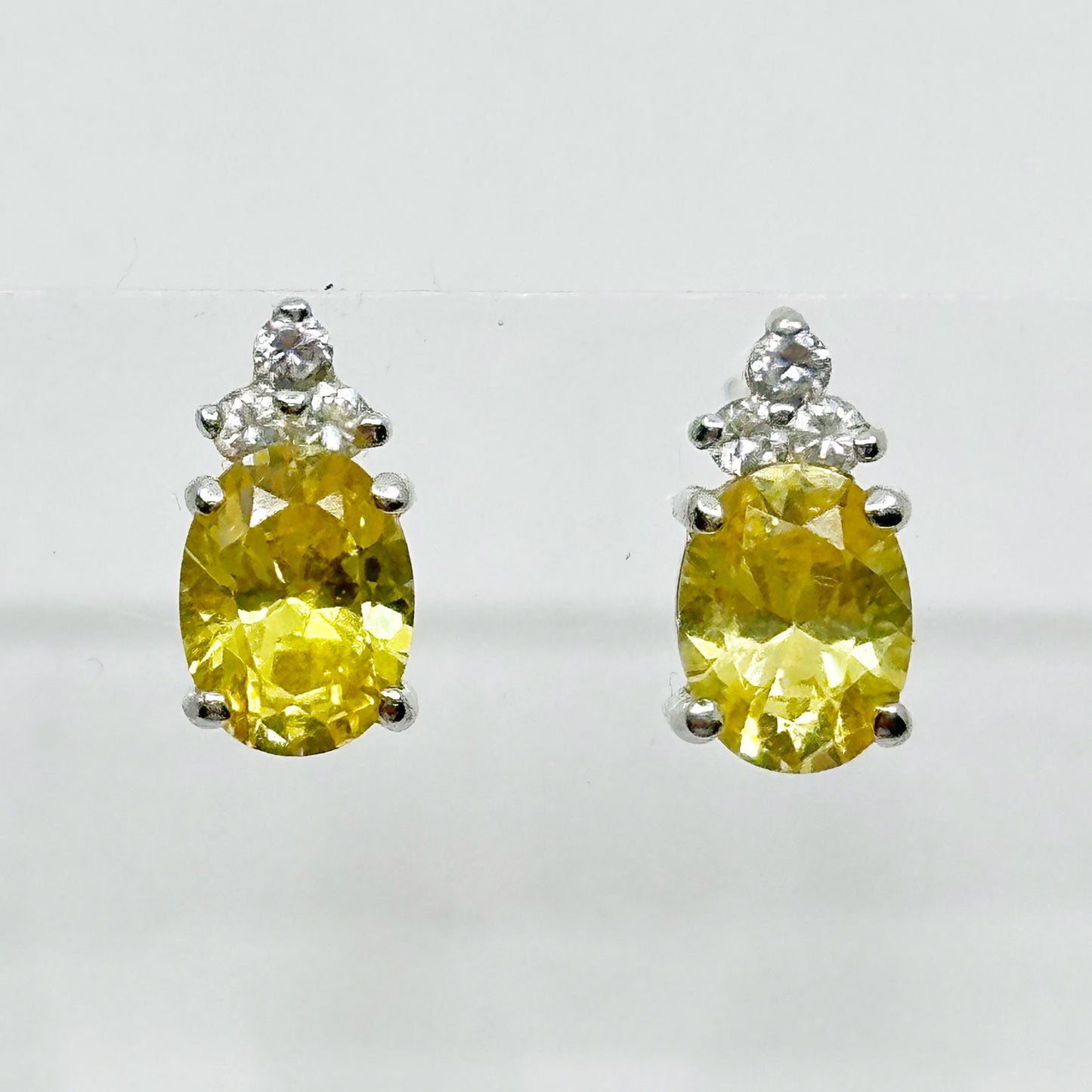 sterling silver citrine & cubic zirconia stud earrings