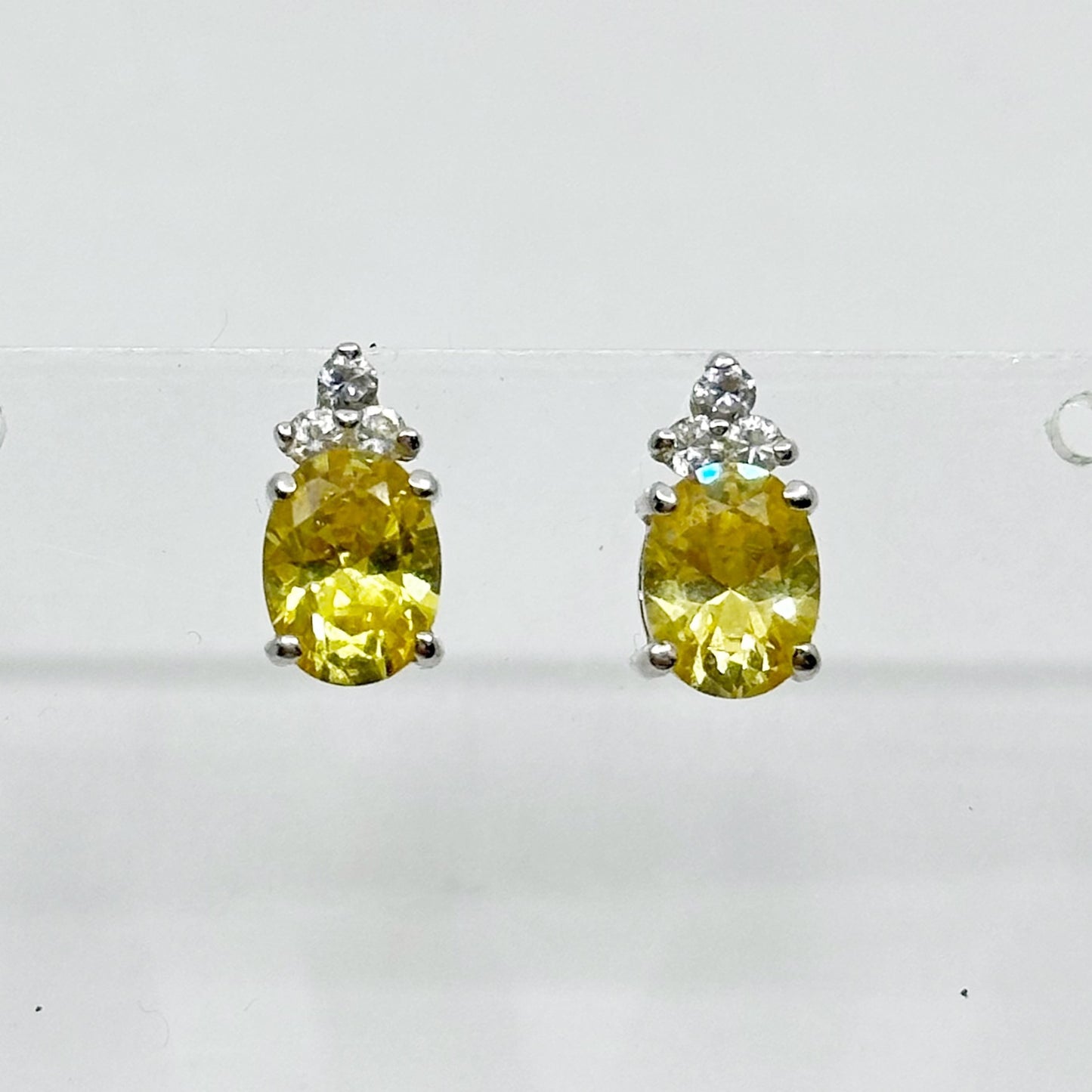 sterling silver citrine & cubic zirconia stud earrings