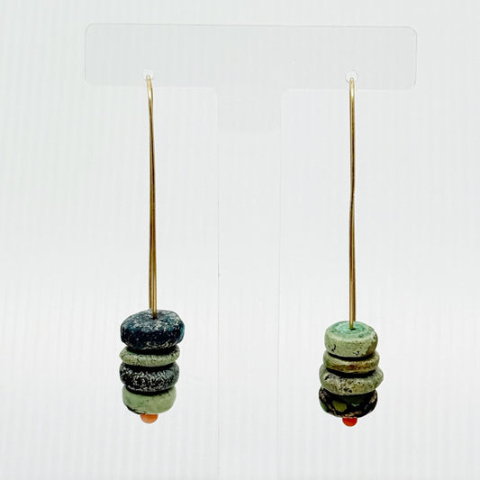 Hand Made 14k Gold filled turquoise & coral earrings GM456