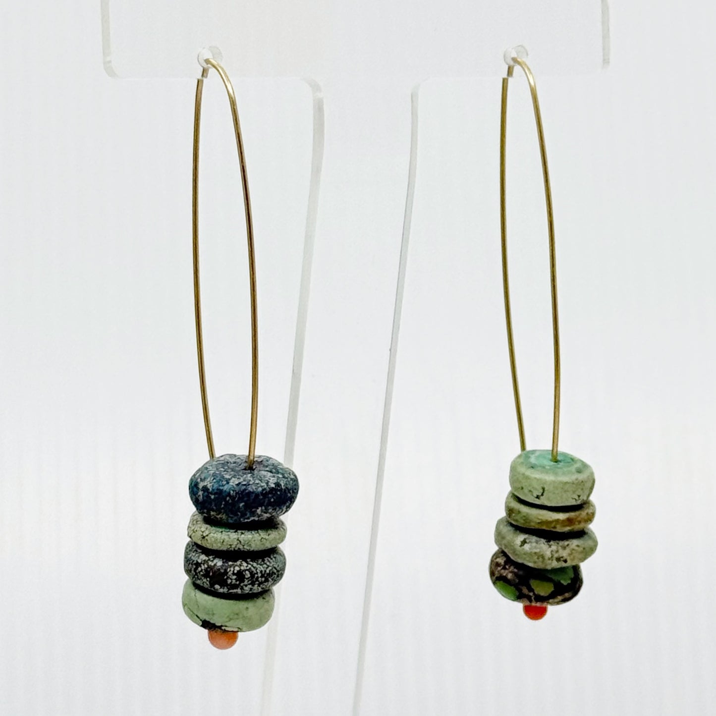 Hand Made 14k Gold filled turquoise & coral earrings GM456