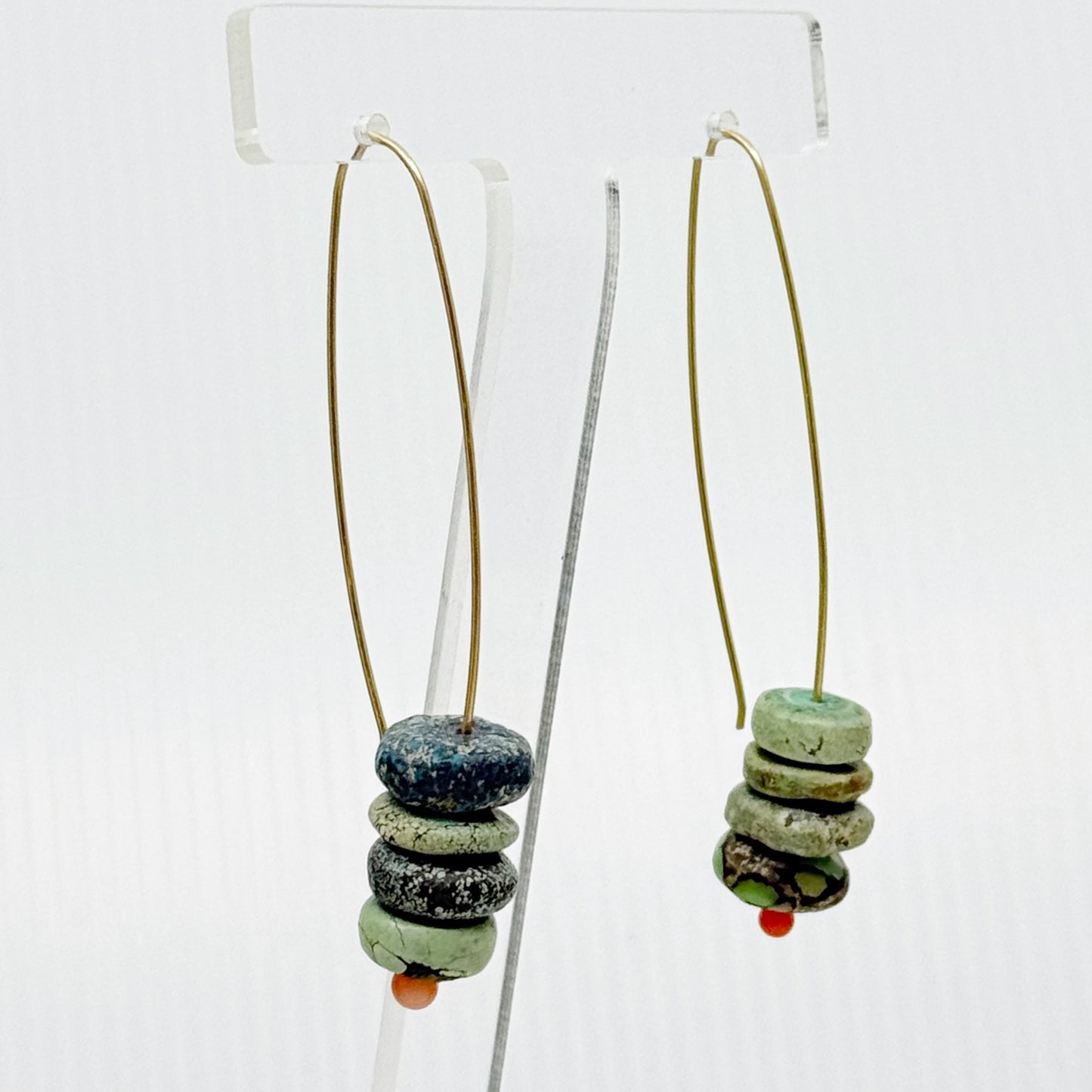Hand Made 14k Gold filled turquoise & coral earrings GM456