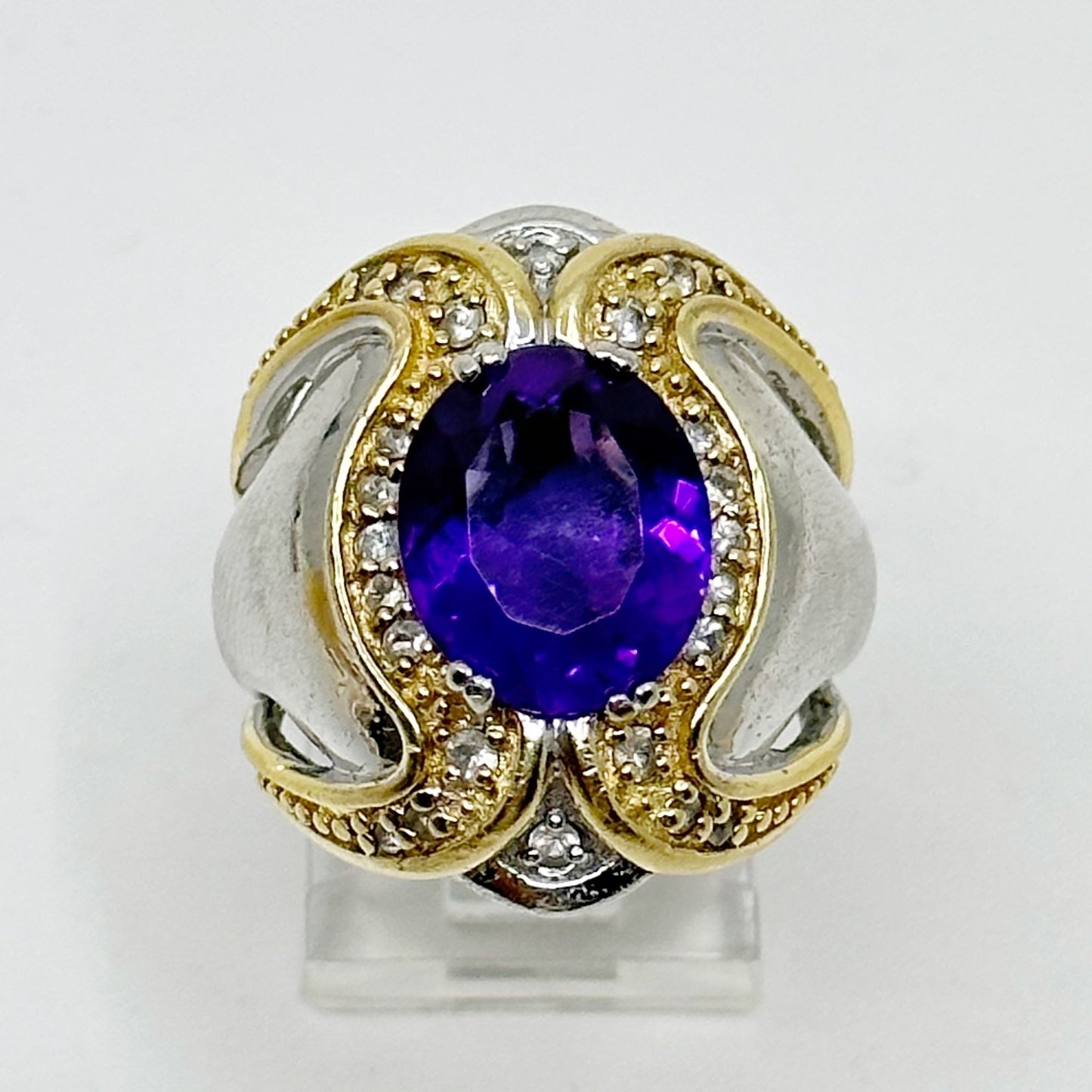 Sterling silver amethyst & cubic zirconia ring