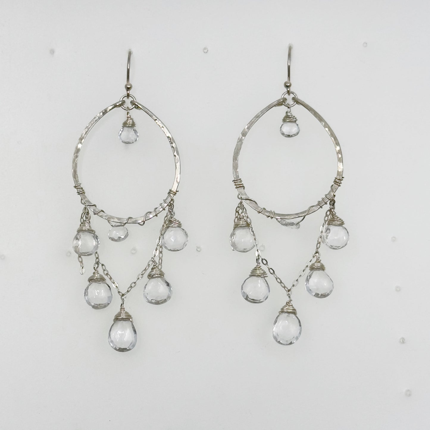 Hand Made sterling silver quartz chandelier earrings