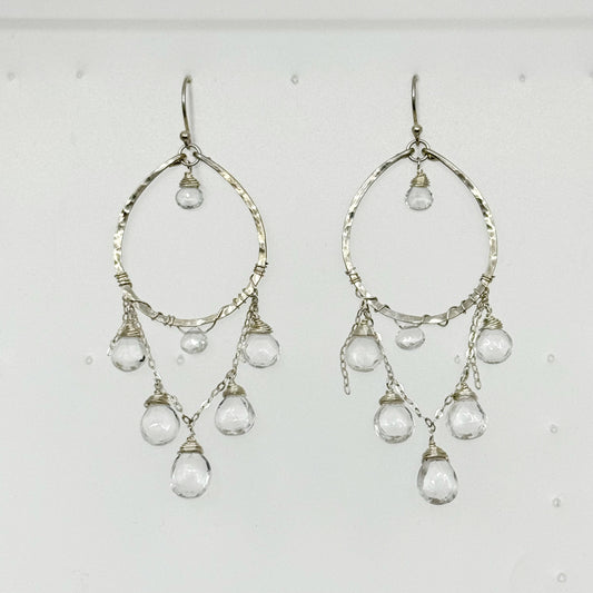 Hand Made sterling silver quartz chandelier earrings GM459