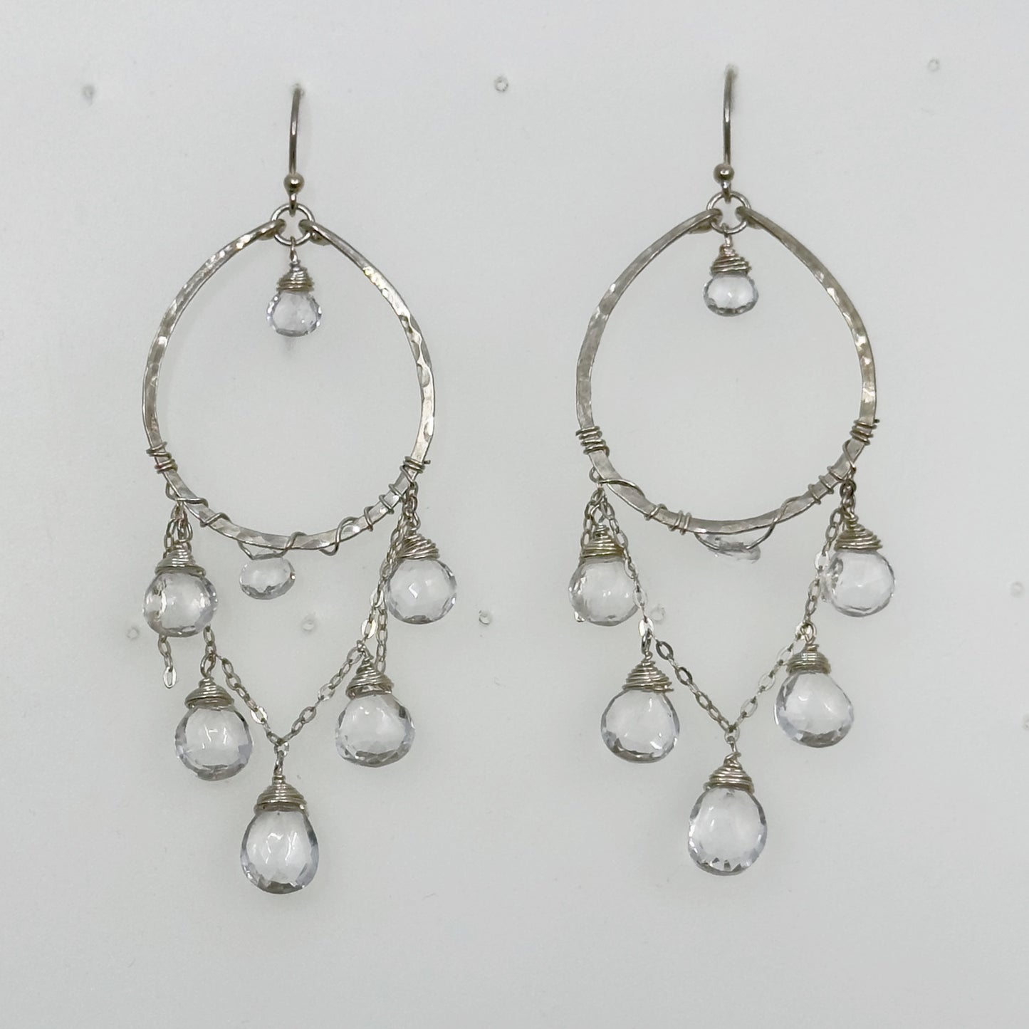 Hand Made sterling silver quartz chandelier earrings