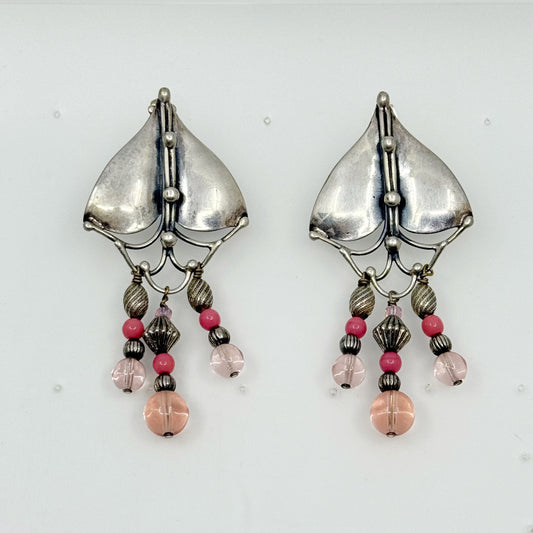 Carrie Groves sterling silver glass beads earrings GM460