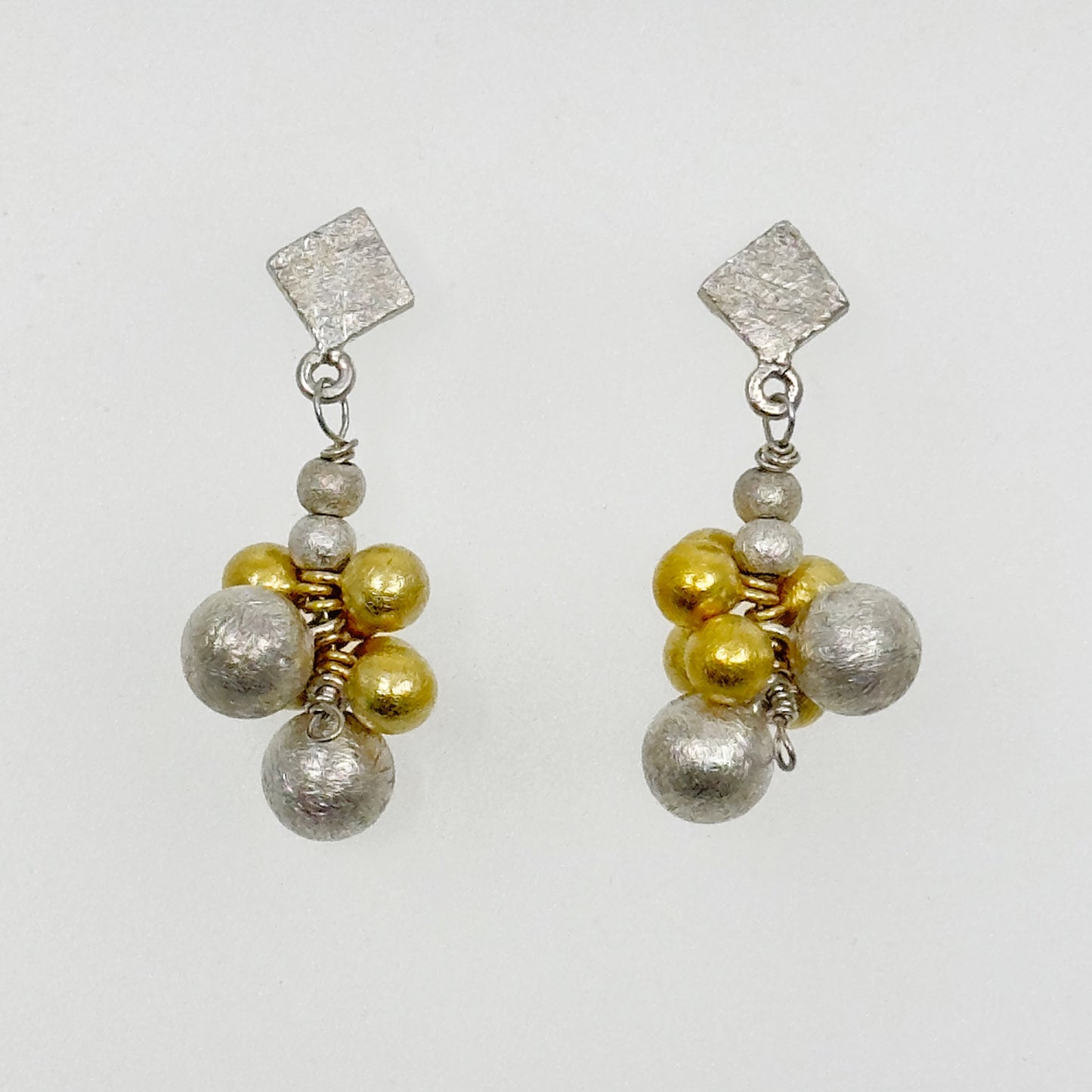 Hand Made 24k gold sterling silver bead drop earrings