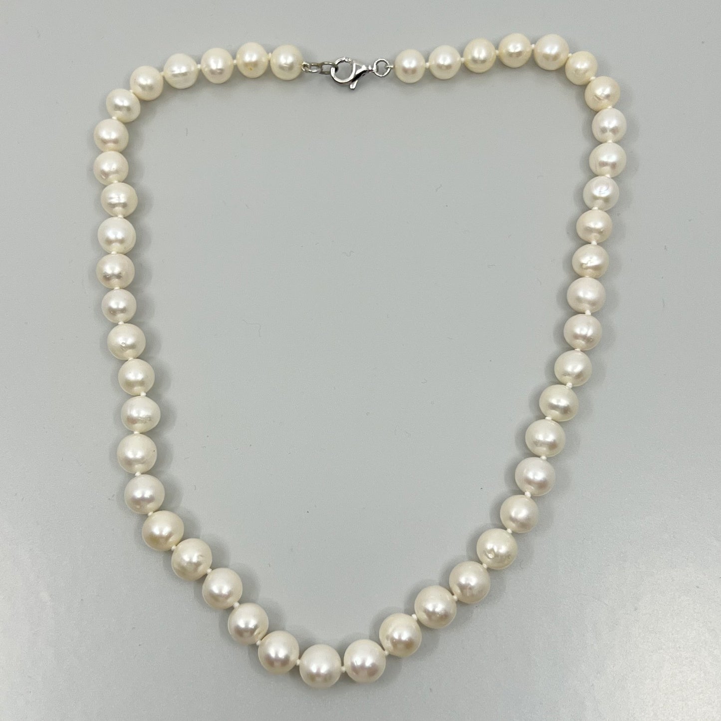 Sterling silver 9mm freshwater pearl necklace