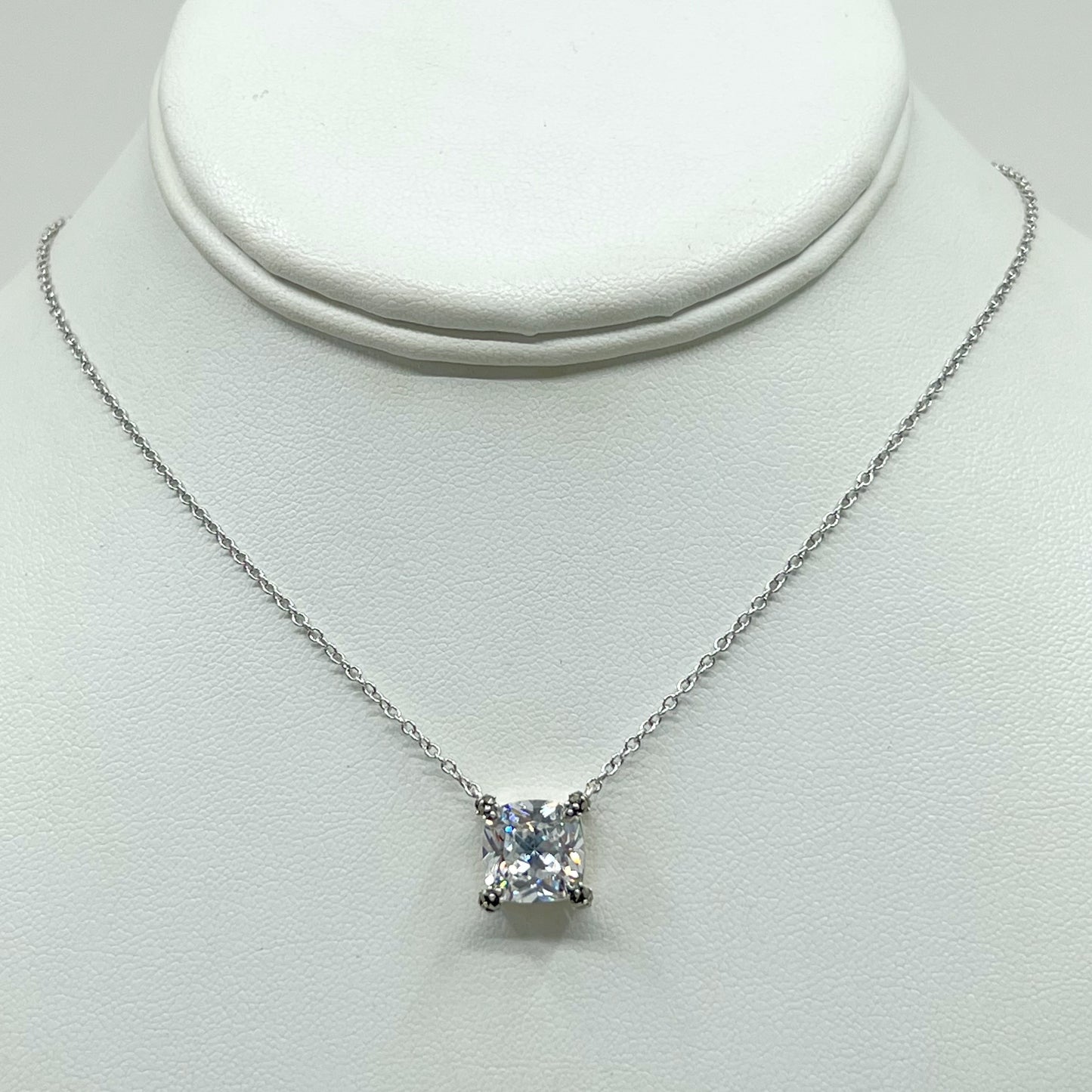 Sterling silver cubic zirconia & marcasite pendant necklace