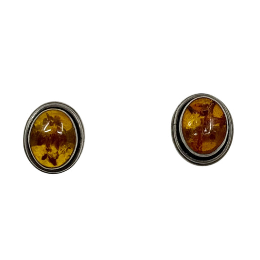 Vintage sterling silver baltic amber stud earrings