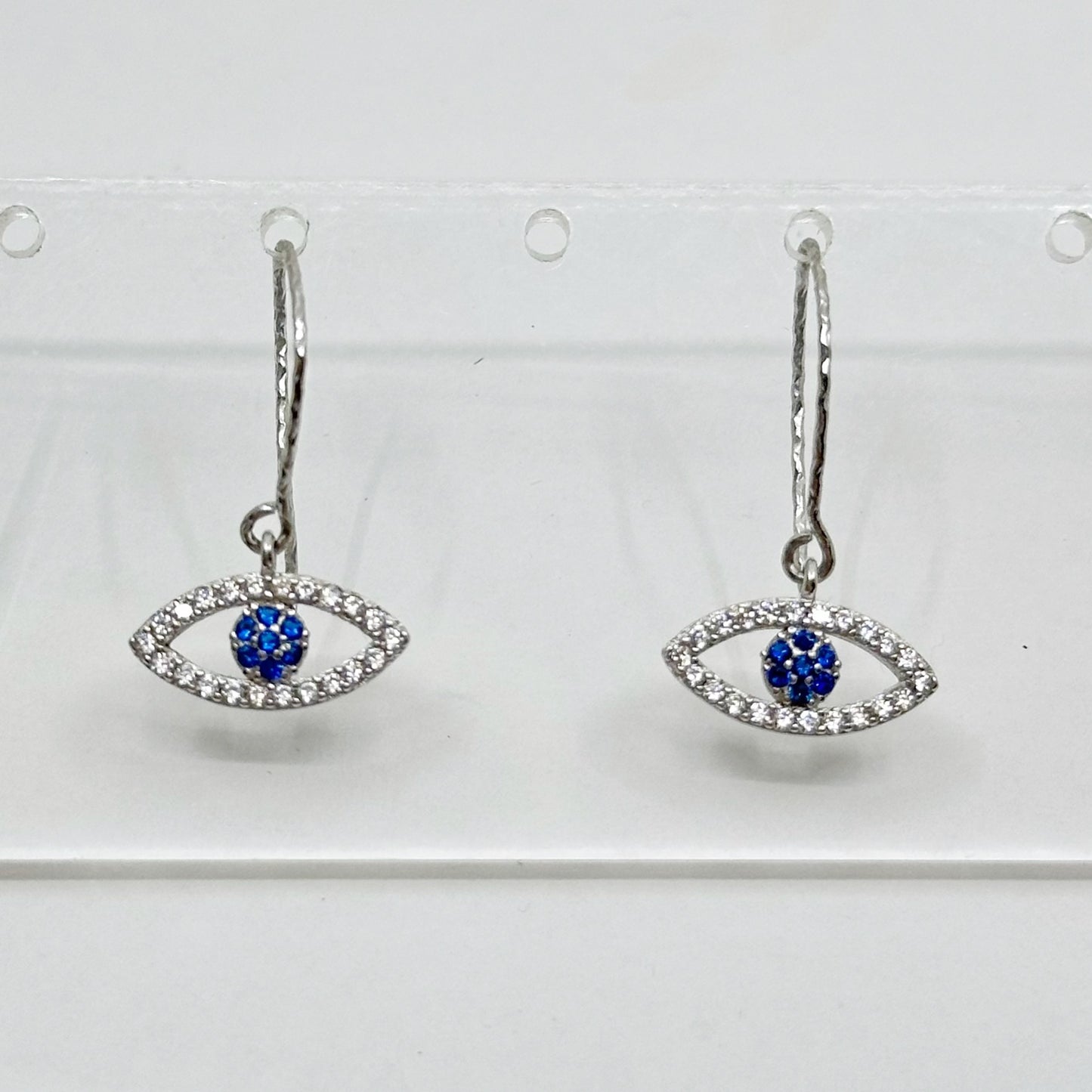 Sterling silver cubic zirconia stud evil eye earrings