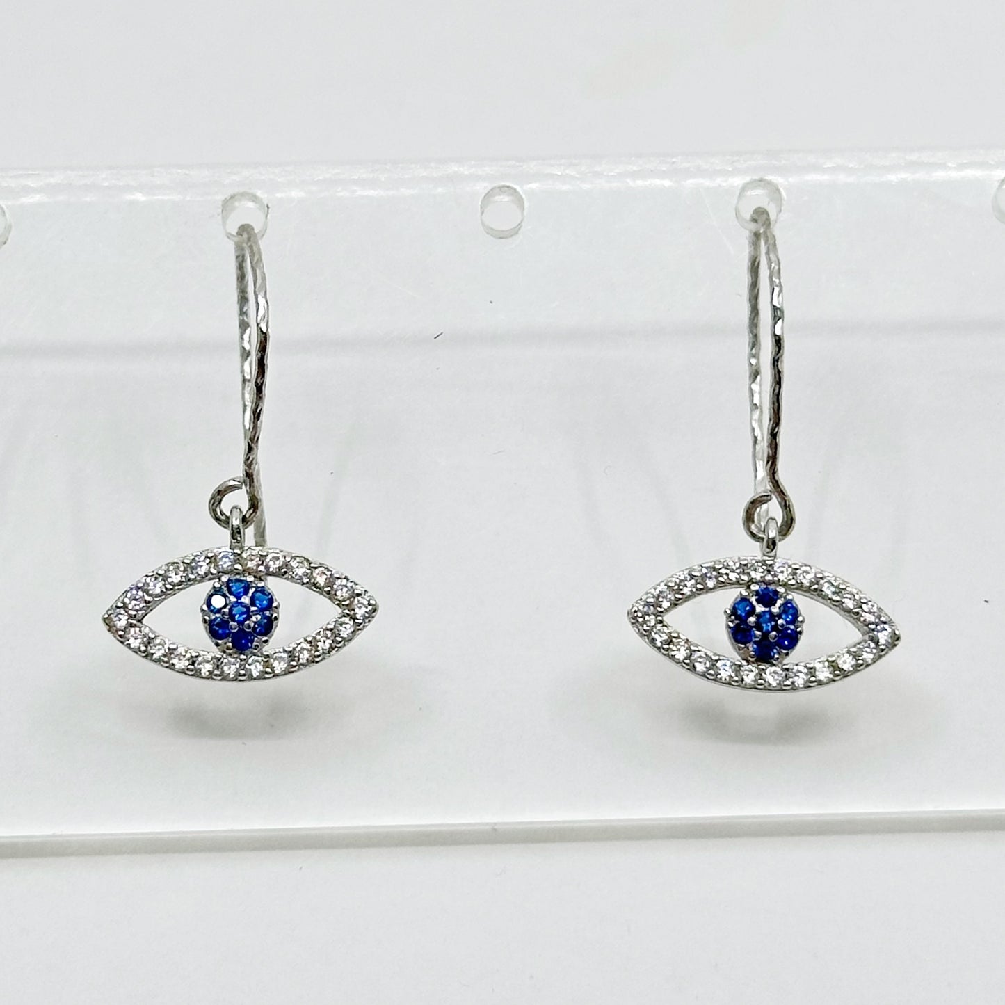 Sterling silver cubic zirconia stud evil eye earrings