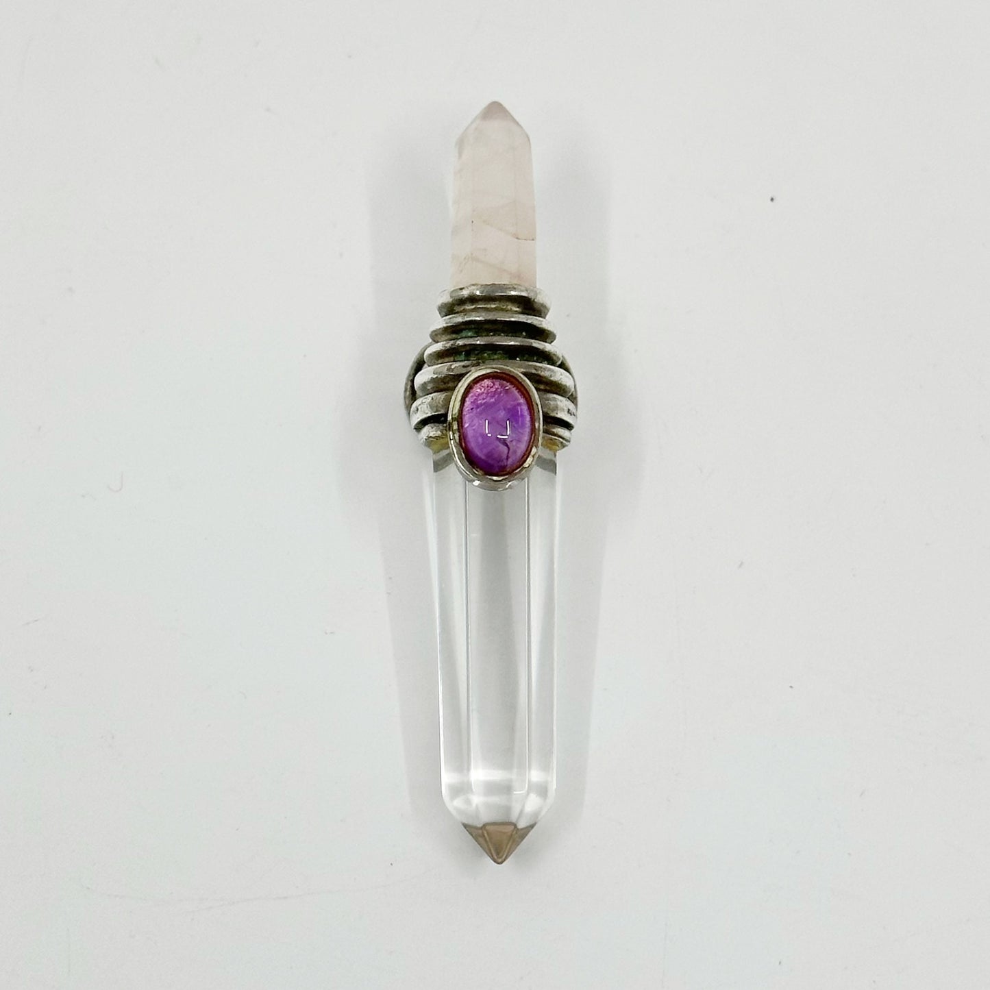 Sterling silver quartz & amethyst talisman pendant