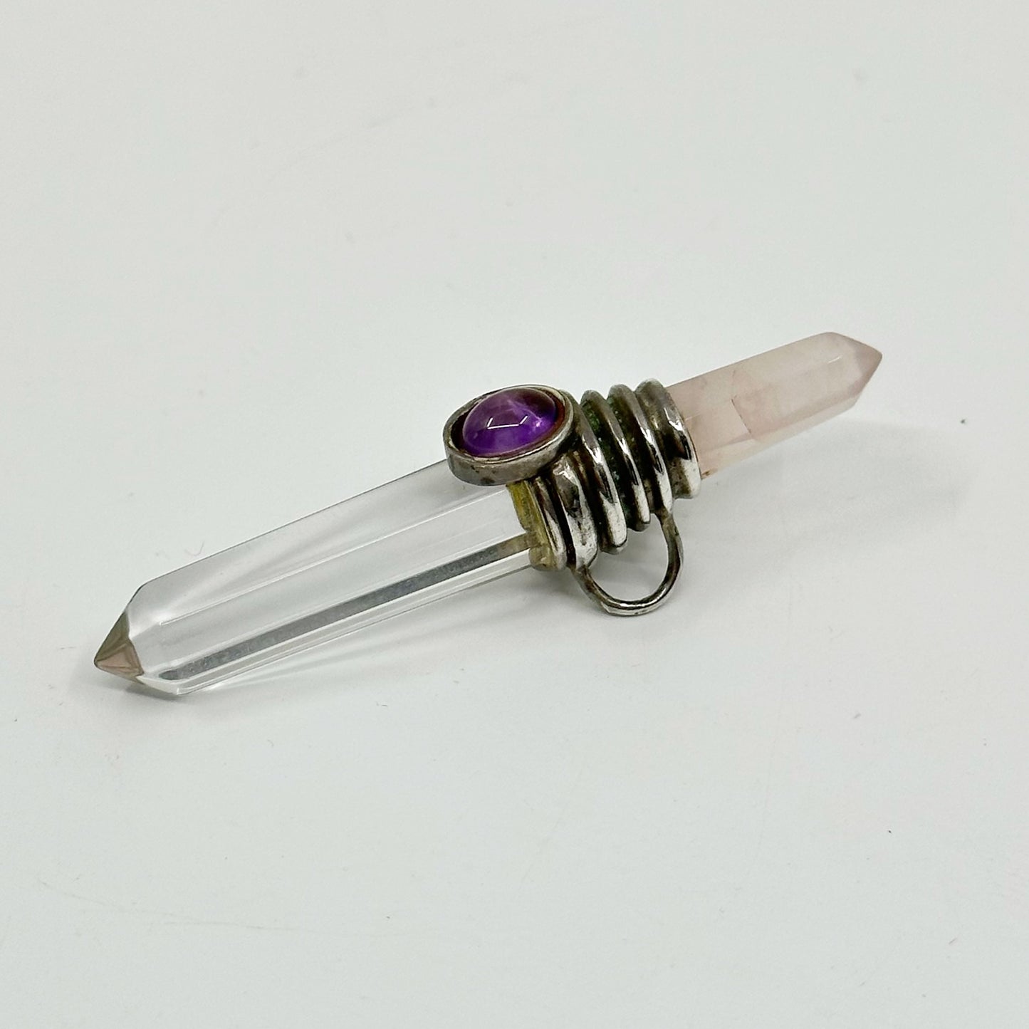 Sterling silver quartz & amethyst talisman pendant