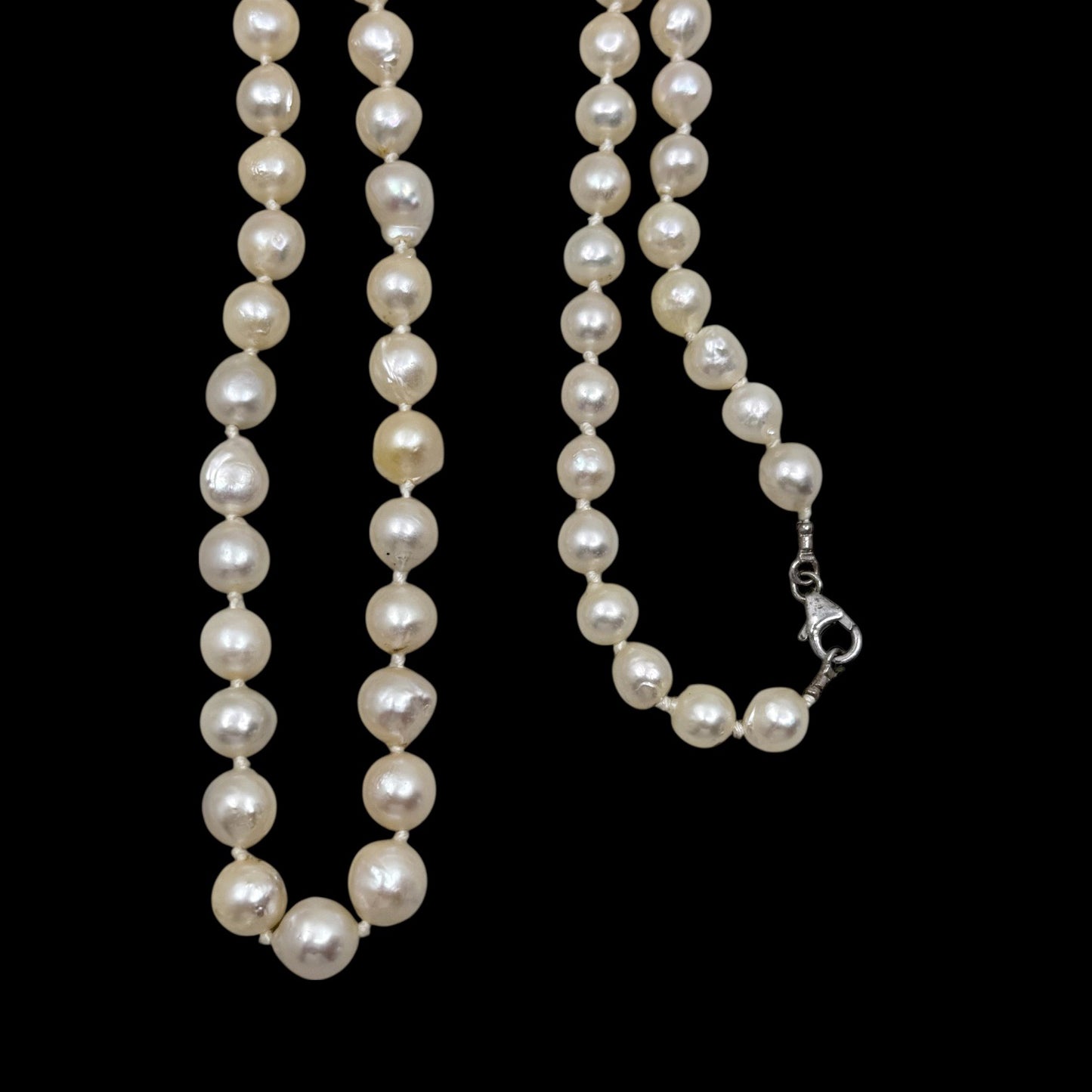 Vintage sterling silver baroque pearl necklace