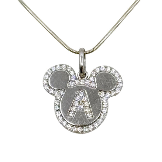 Sterling silver Cubic Zirconia Mikey Mouse A Initial Letter pendant GM487