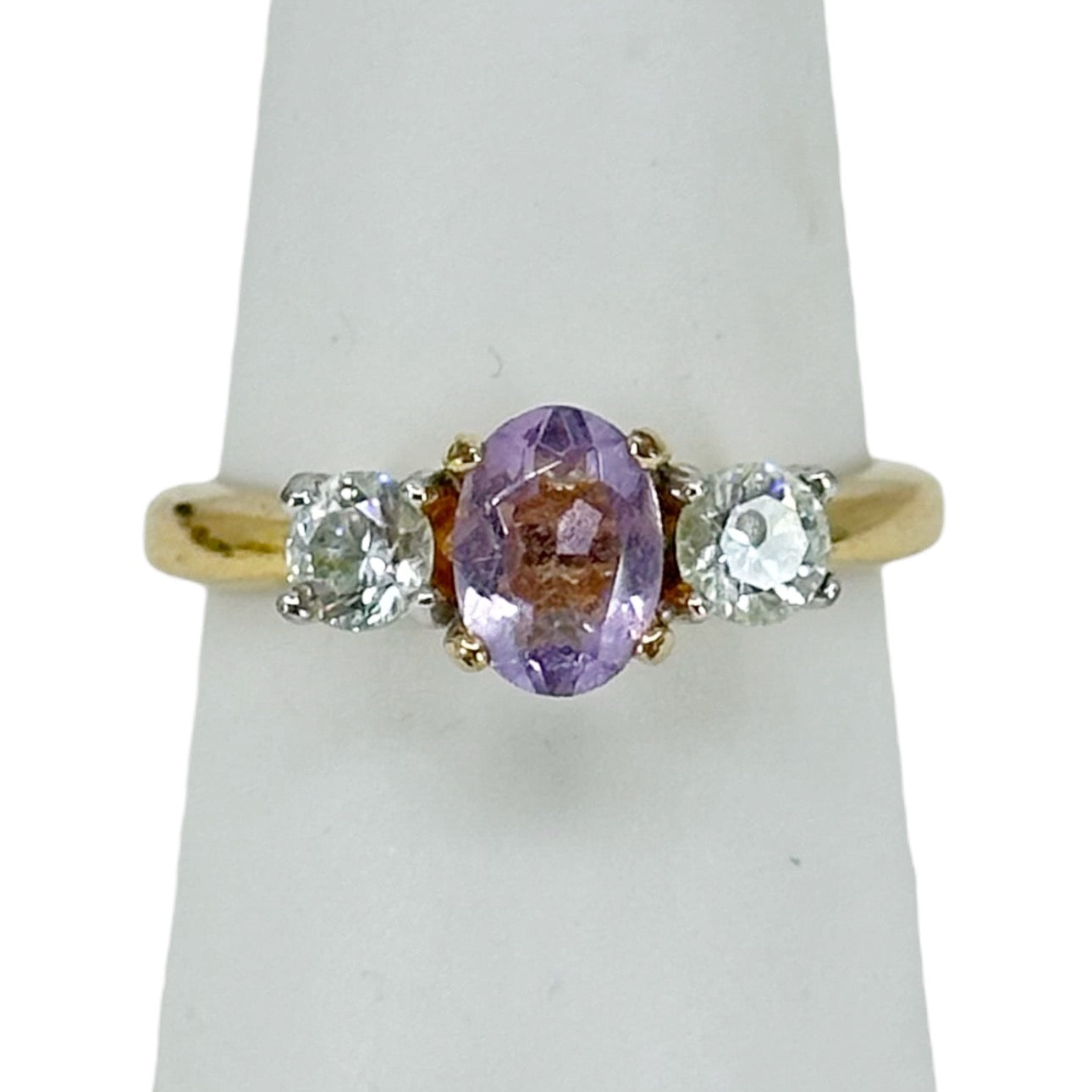 Gold Filled amethyst & cubic zirconia ring