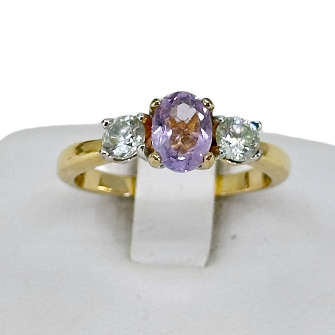 Gold Filled amethyst & cubic zirconia ring