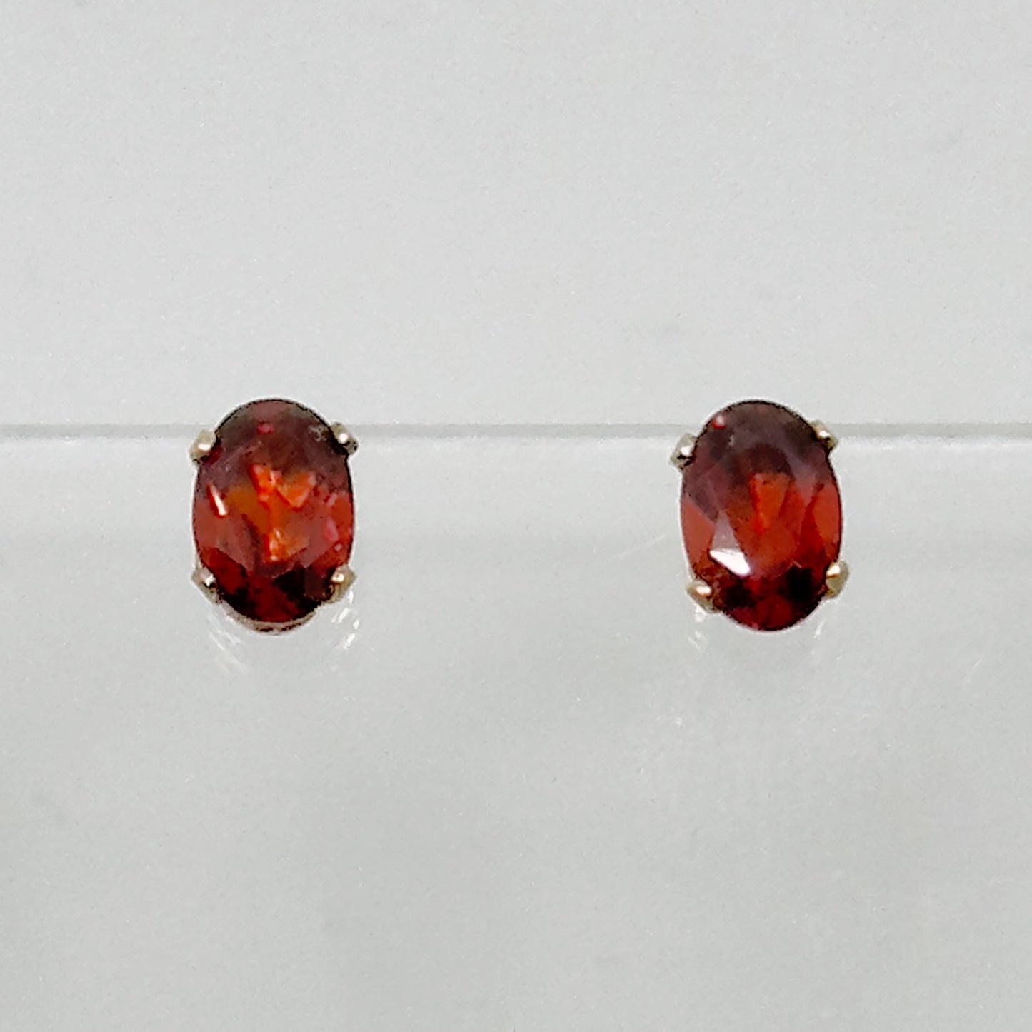 Gold Vermeil Sterling silver Hessonite garnet stud earrings