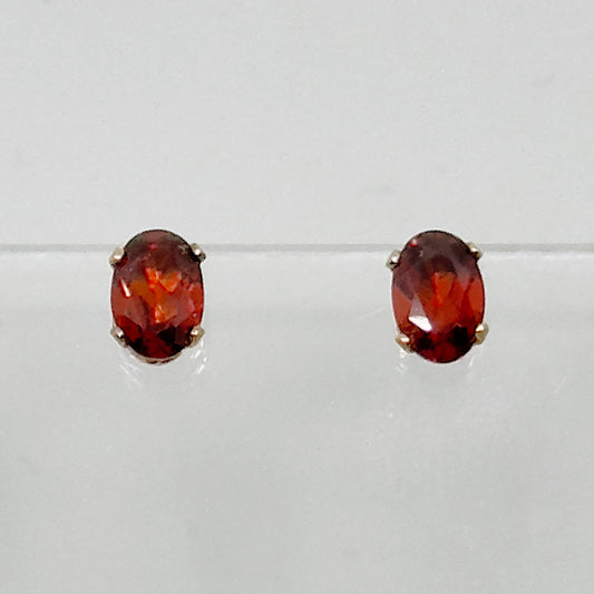 Gold Vermeil Sterling silver Hessonite garnet stud earrings