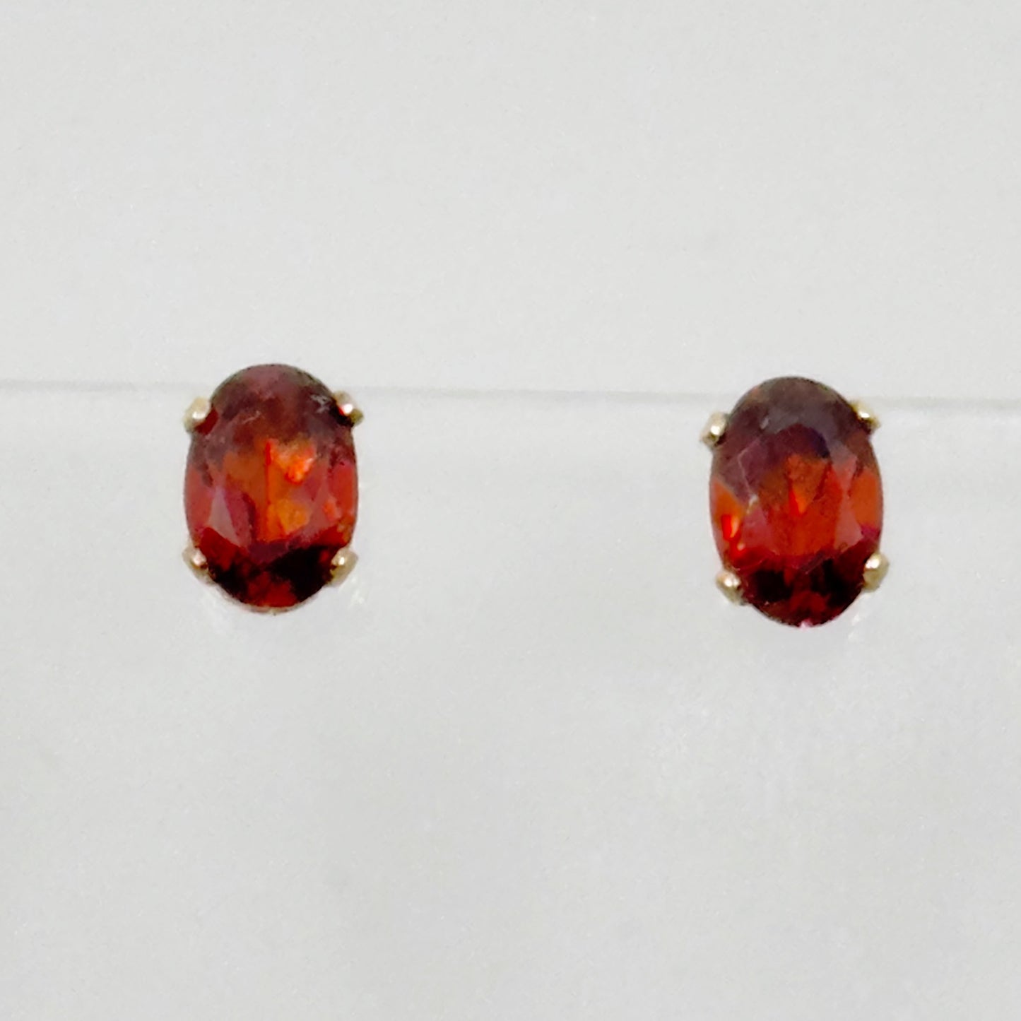 Gold Vermeil Sterling silver Hessonite garnet stud earrings