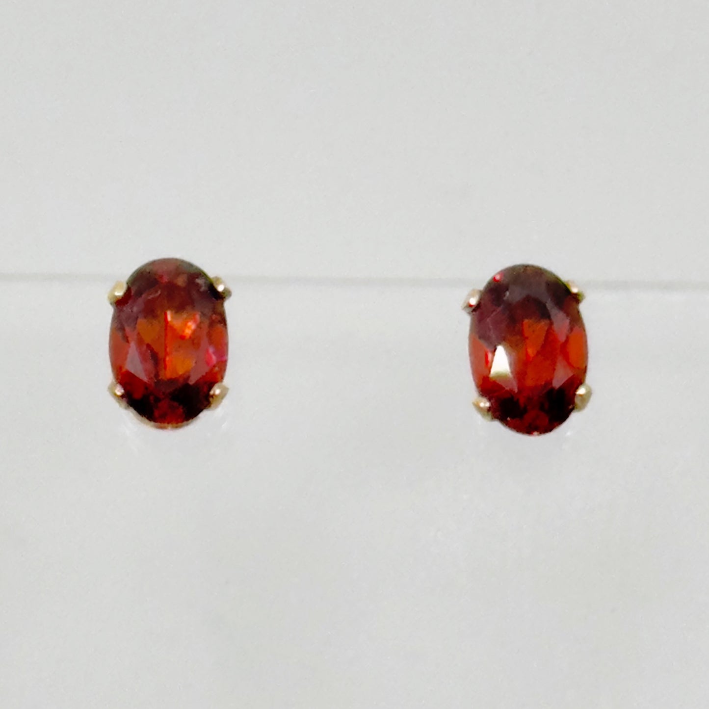 Gold Vermeil Sterling silver Hessonite garnet stud earrings