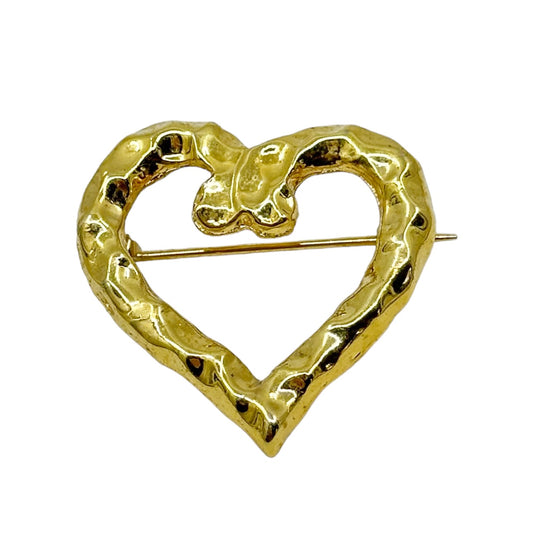 Vintage Gold Filled open heart brooch