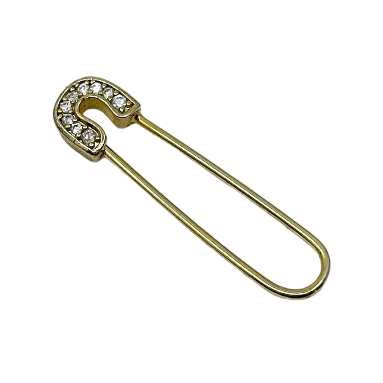 Gold Vermeil sterling silver cubic zirconia safety pin brooch