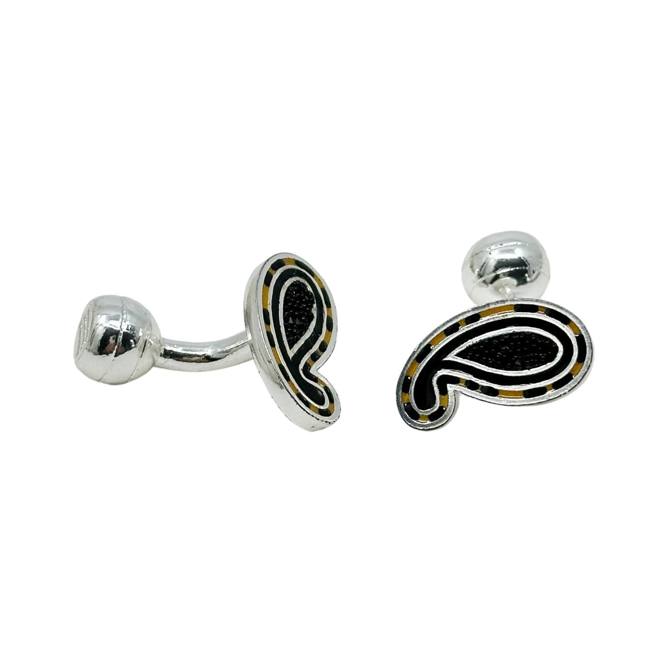 ETRO silver seed bead  & enamel cufflinks