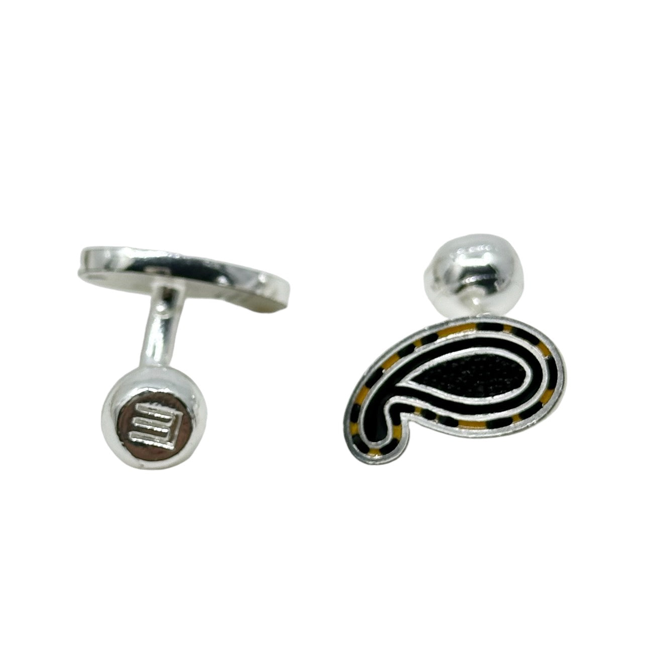 ETRO silver seed bead  & enamel cufflinks