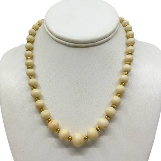 Vintage Gold Filled graduated angel skin coral bead necklace