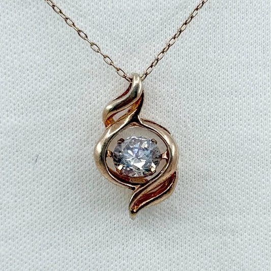 14k rose gold vermeil sterling silver cubic zirconia necklace - GM1165