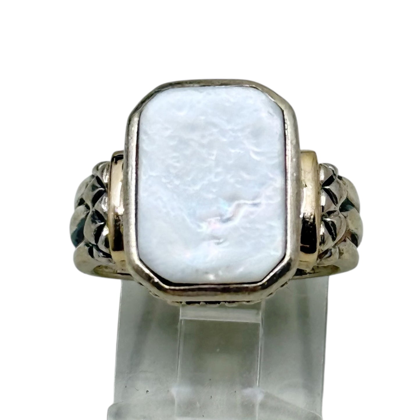 14k Gold sterling silver mother of pearl ring - GM381