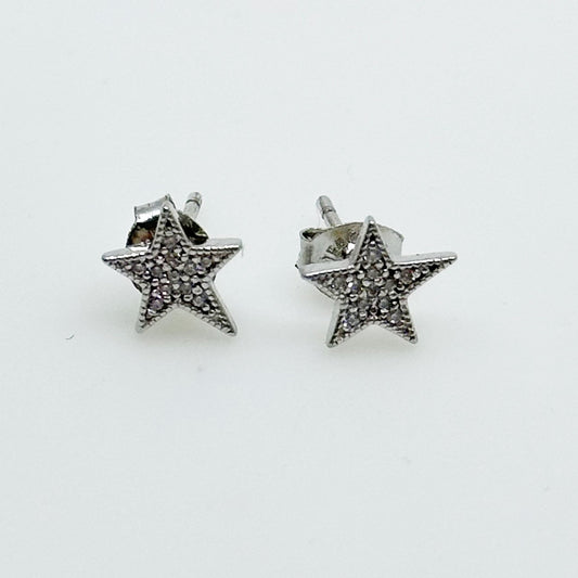 sterling silver cubic zirconia star stud earrings