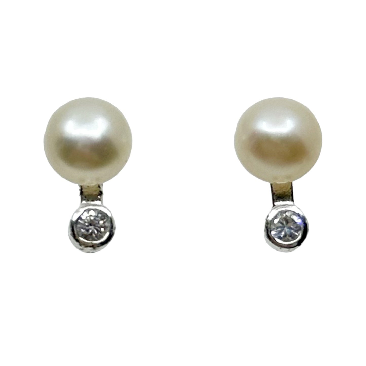 Sterling silver pearl & cubic zirconia earrings