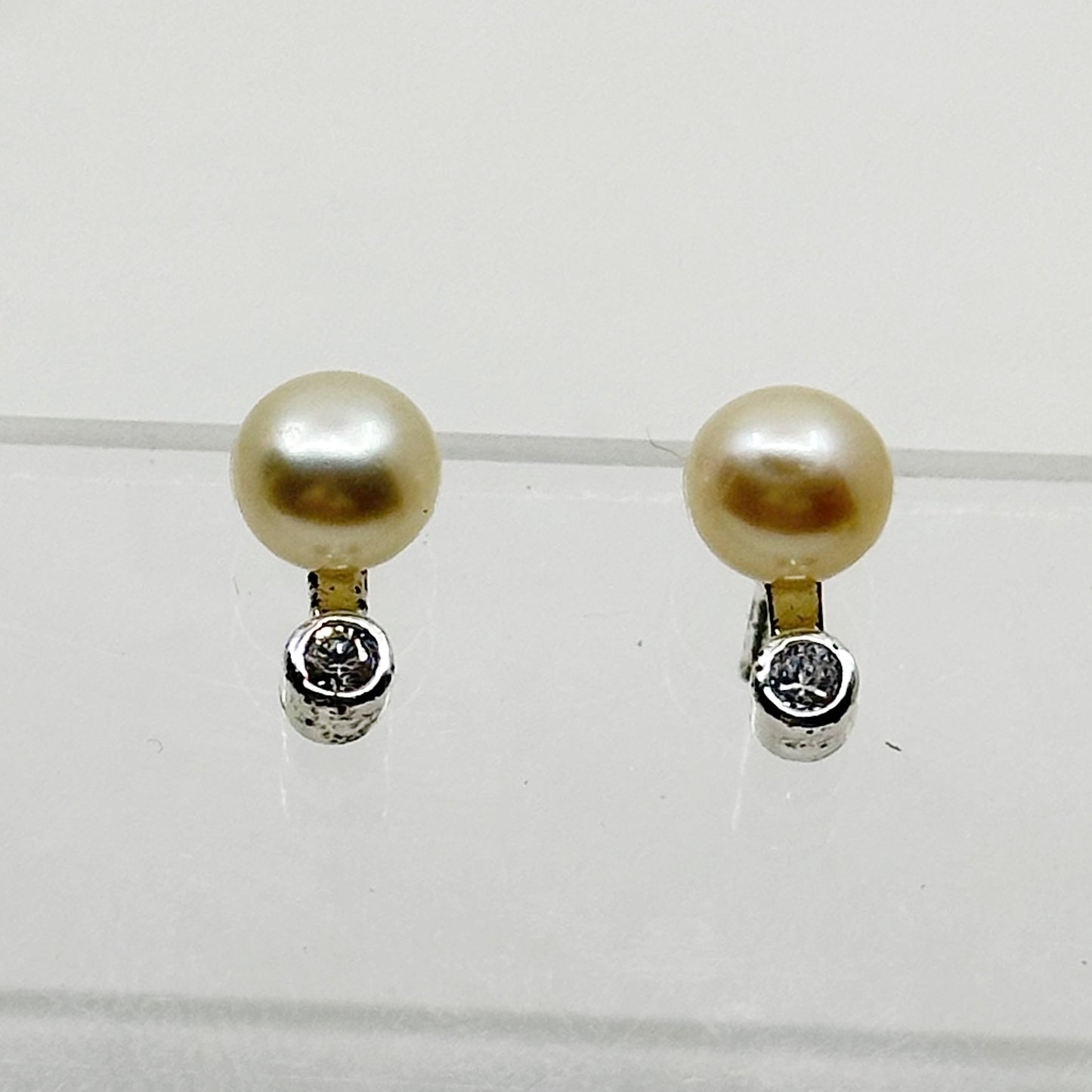 Sterling silver pearl & cubic zirconia earrings