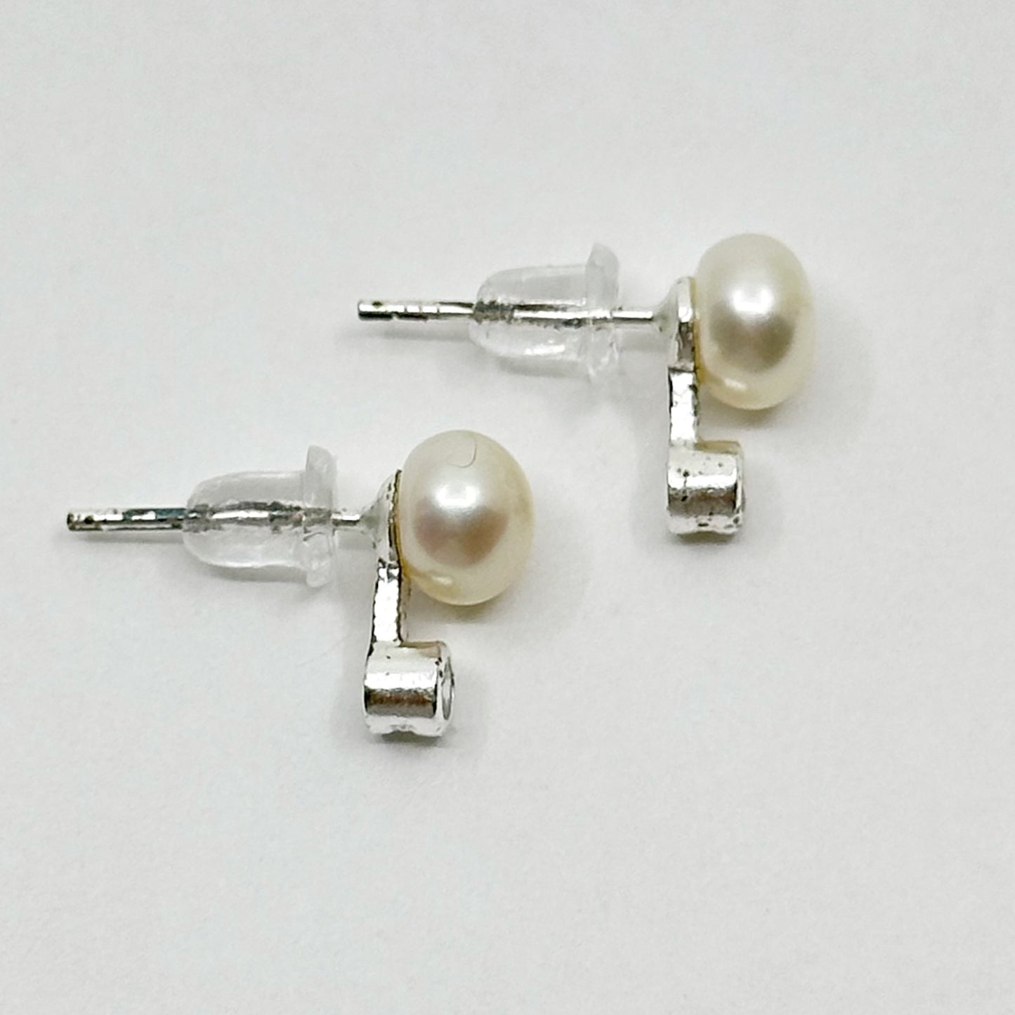 Sterling silver pearl & cubic zirconia earrings