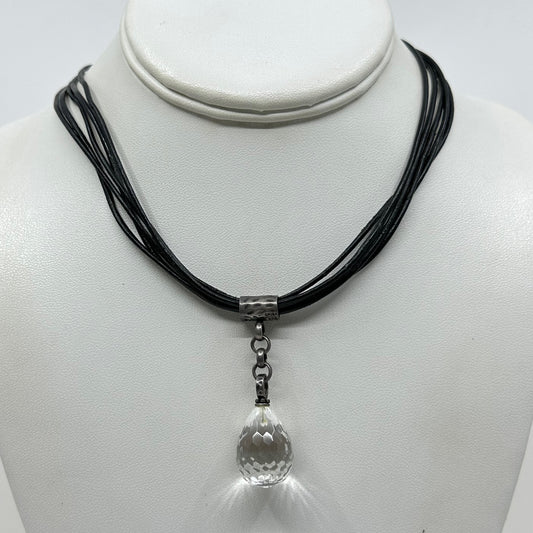 Silpada sterling silver rock crystal pendant cord necklace