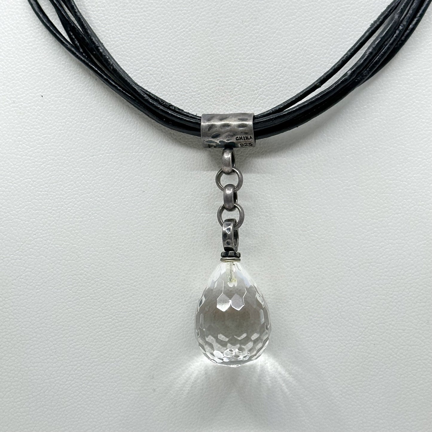 Silpada sterling silver rock crystal pendant cord necklace