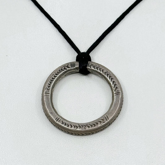 Vintage sterling silver pendant cord necklace