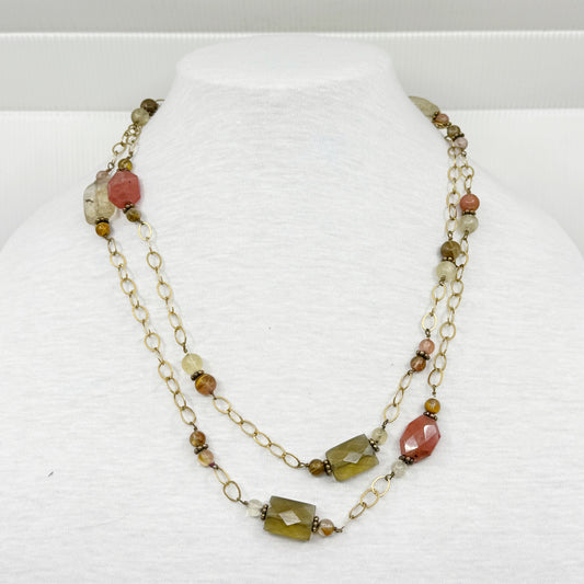 Hand Made 14k Gold Filled quartz bead necklace