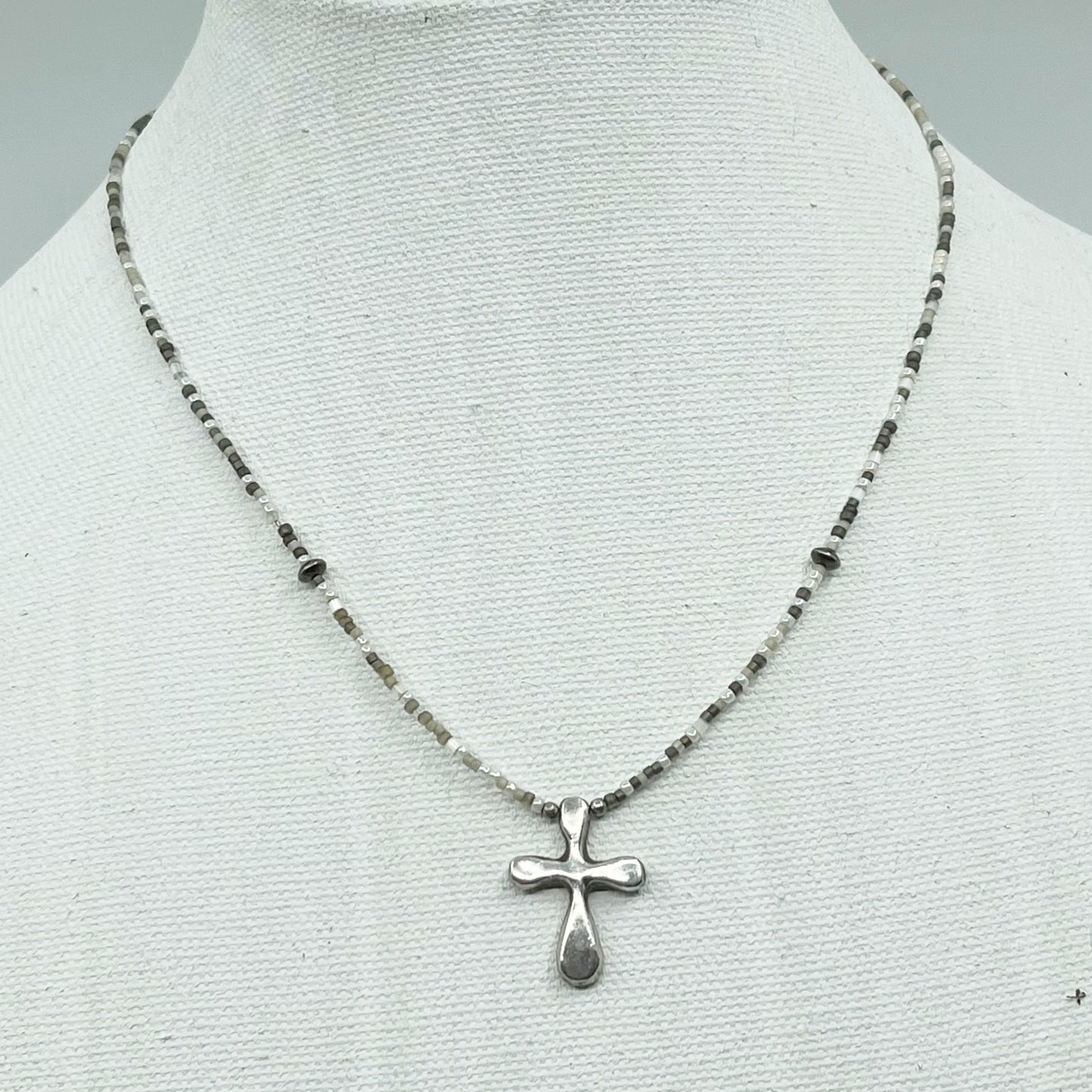 MORGAN 999 sterling silver cross bead necklace