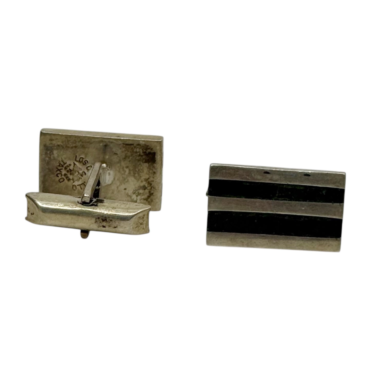 Los Castillo Mexican sterling silver turquoise inlay cufflinks - GM517