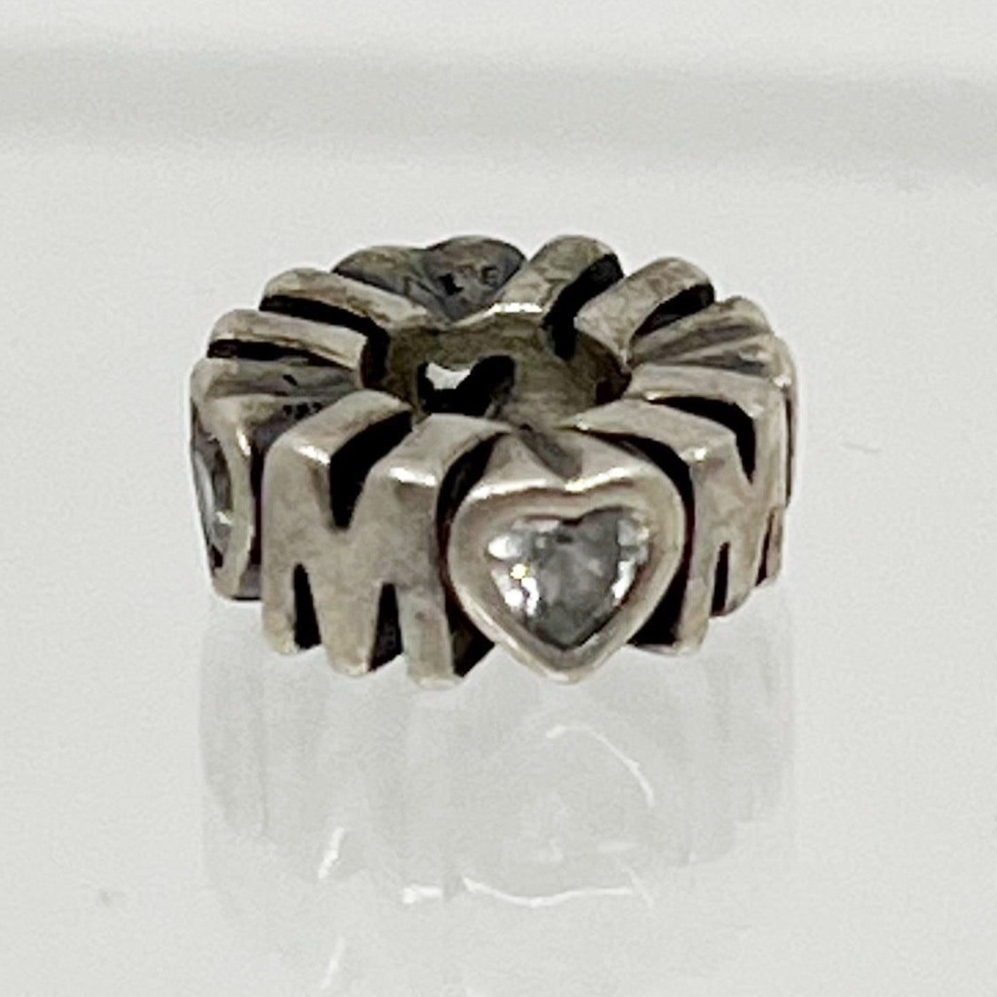 PANDORA MOM sterling silver cubic zirconia spacer bead charm