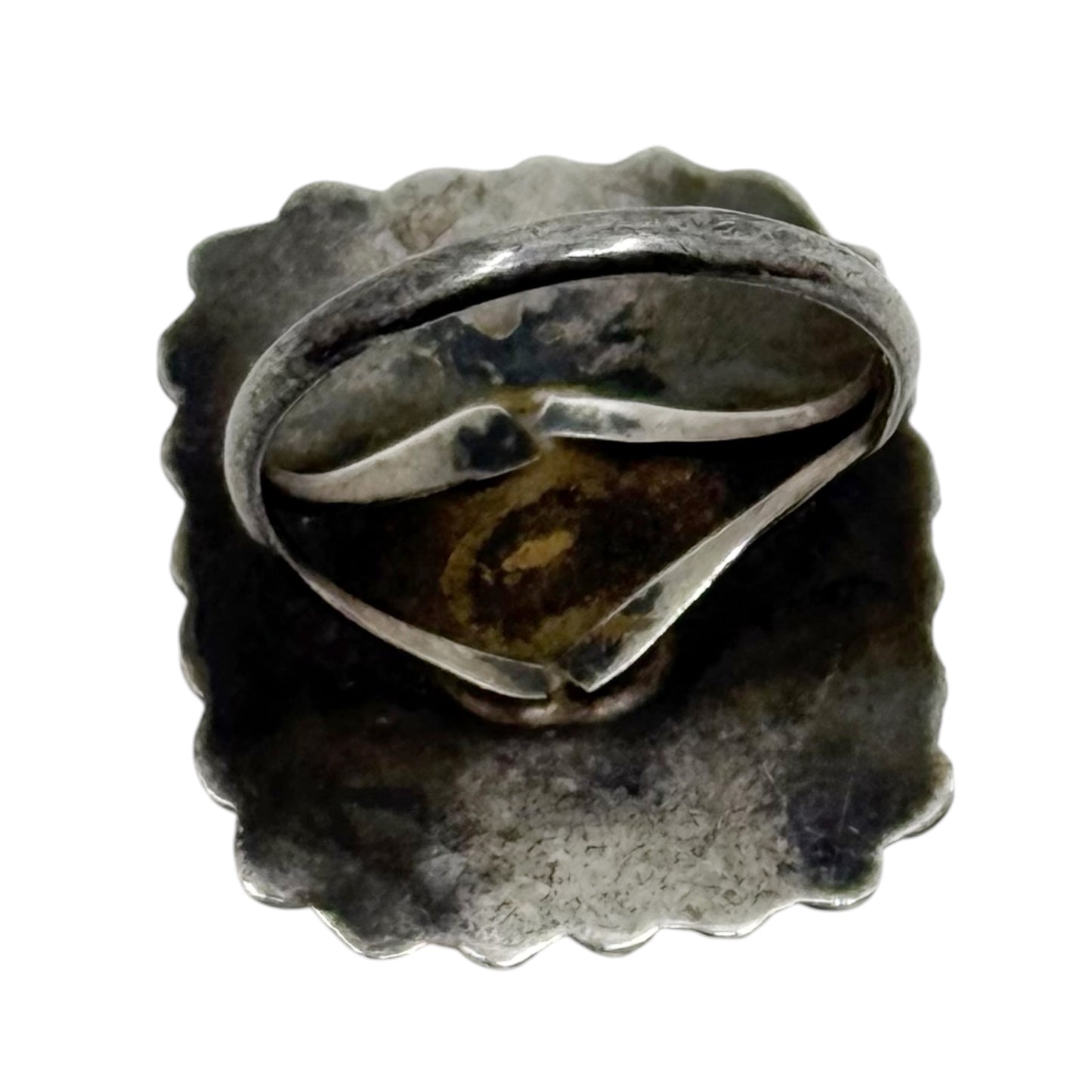 Vintage sterling silver malachite ring - GM523