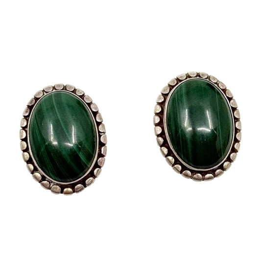 Vintage sterling silver malachite earrings
