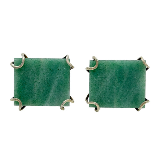 Oversized Gold Vermeil sterling silver aventurine cufflinks