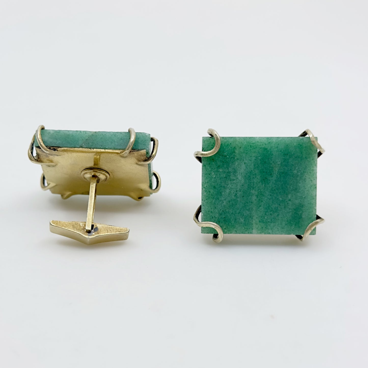 Oversized Gold Vermeil sterling silver aventurine cufflinks