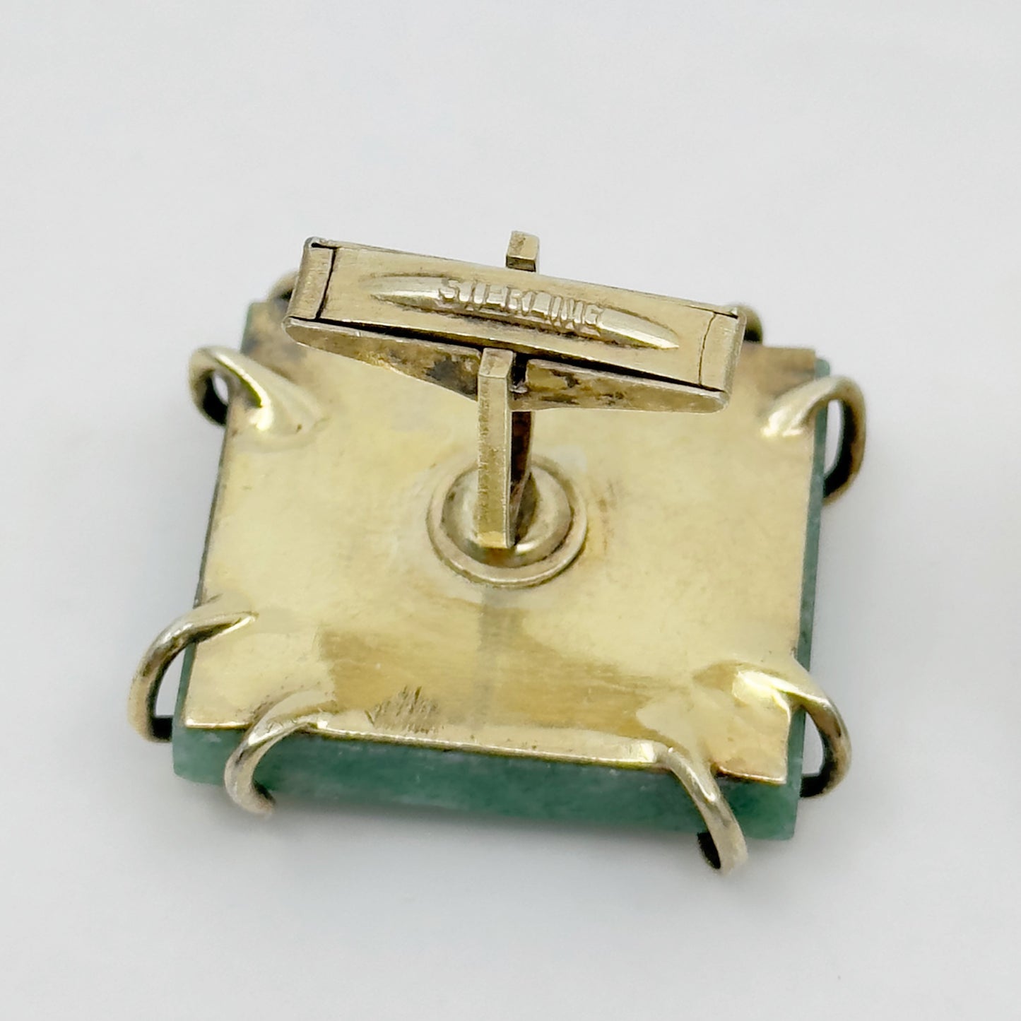 Oversized Gold Vermeil sterling silver aventurine cufflinks