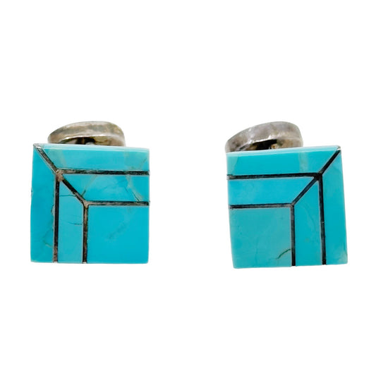 950 sterling silver Turquoise inlay cufflinks